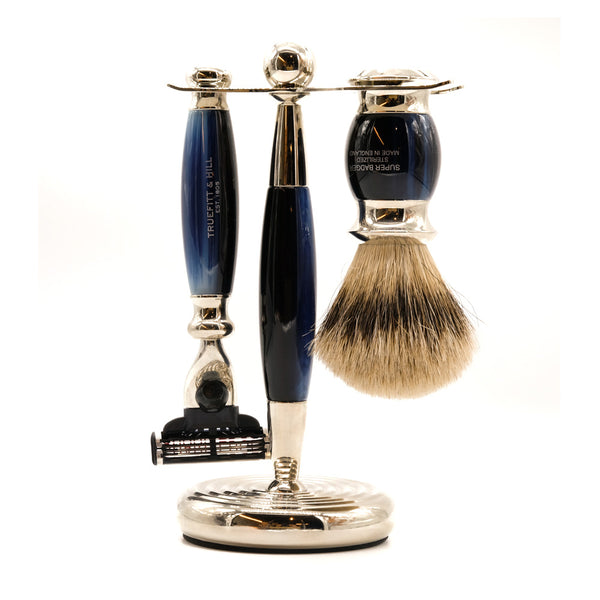 mens grooming products, mens hair products, male grooming tools, skincare, male skincare, Hair, Sydney, Australia, barber, male grooming, mens retail, male style, conditioner, online shopping, mens gifts, barberhood, barbershop, Truefitt & Hill Edwardian Mach3 Shaving Set - Multiple Colours, traditional shave