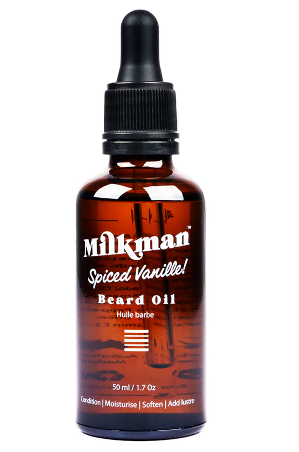 Barbershop, the barberhood, barbers, shaving, mens hair, beard care, beard balm, beard trim, beard grooming, shaving, hair removal, proraso, wahl, milkman, depot, triumph and hill, beard maintenance, Sydney, male facial, aftershave, online shopping, syle, Milkman Spiced Vanille Beard Oil l