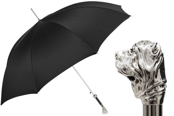 Mastiff dog mens gift umbrella traditional classic Italy silver premium quality head