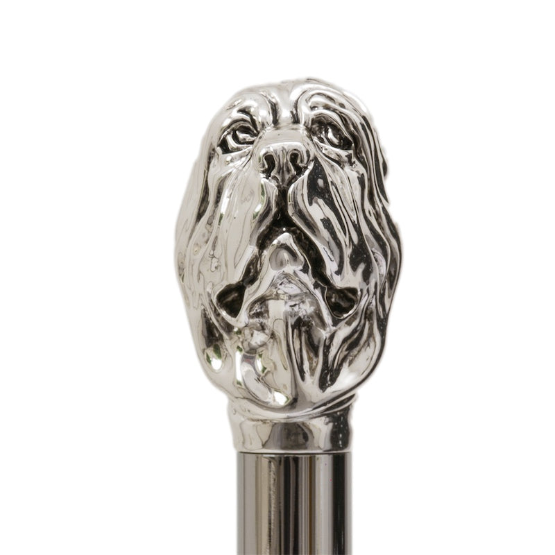 Mastiff dog mens gift umbrella traditional classic Italy silver premium quality head for him male grooming